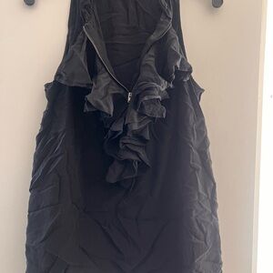 INC International Concepts Black Ruffled Zip Dress